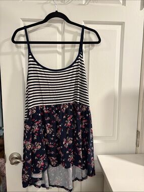 torrid Navy Striped & Floral Spaghetti Strap Tank